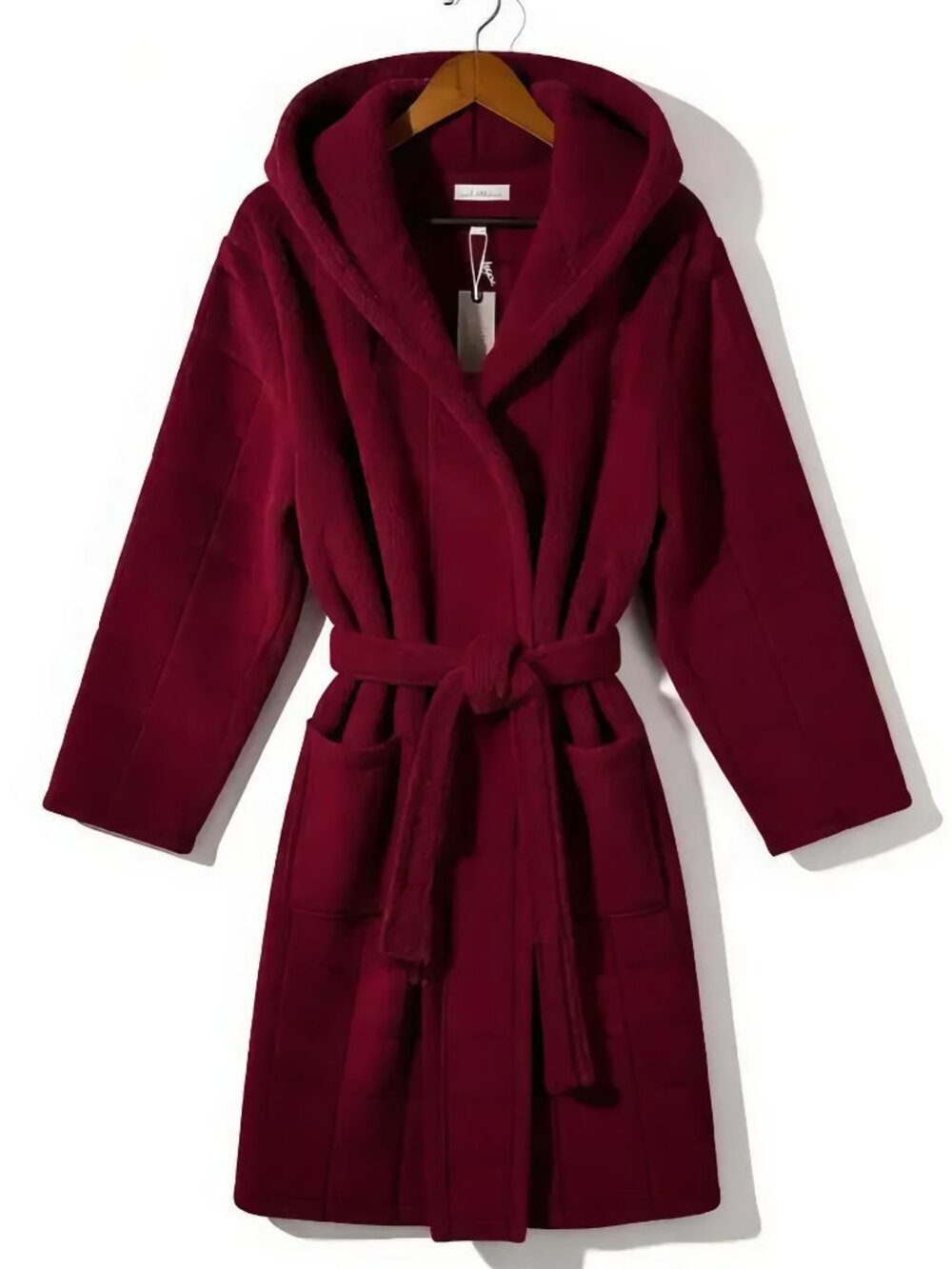 Berkshire Sherpa Robe Hooded Plush Fleece Burgundy Lounge XL NWT